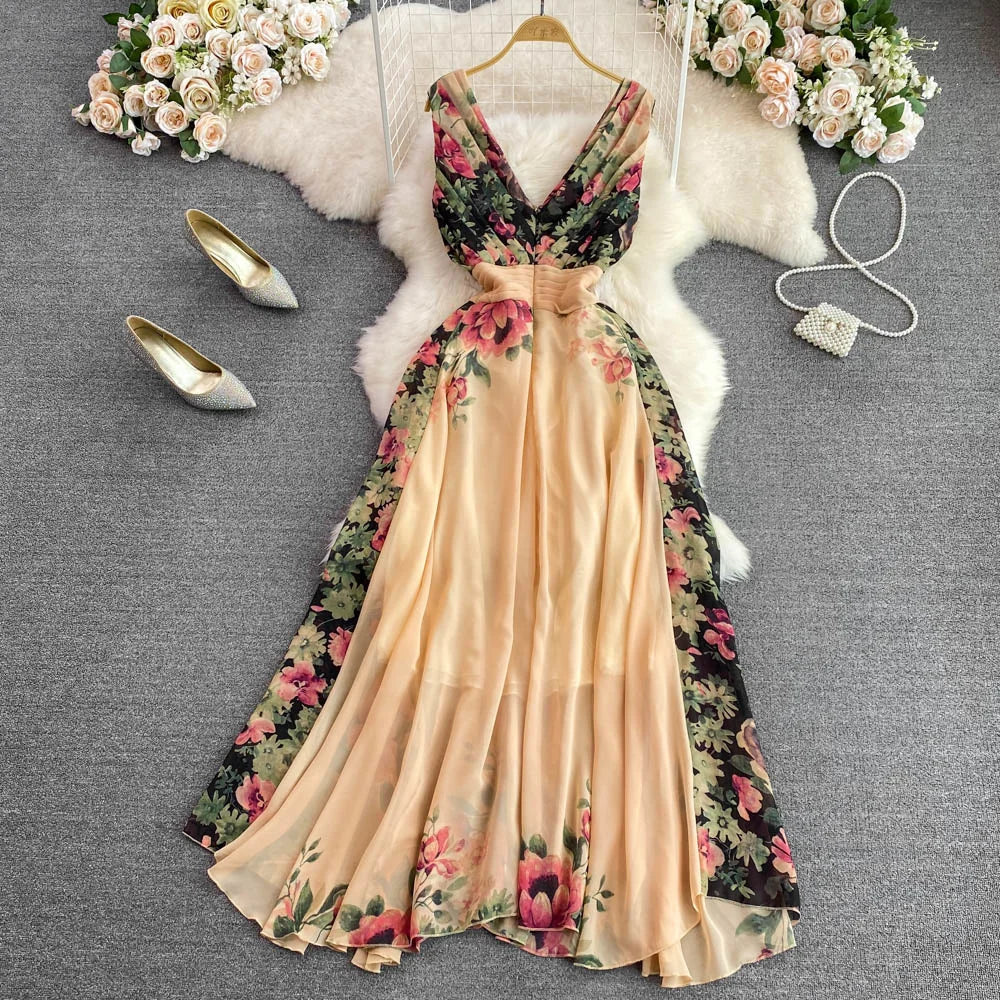Floral Print Midi Long Dress